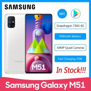 Original Global Version Samsung Galaxy M51 M515F-DSN Mobile Phone 128GB ROM 8GB RAM 6.7" 7000mAh NFC Snapdragon 730G Smartpho