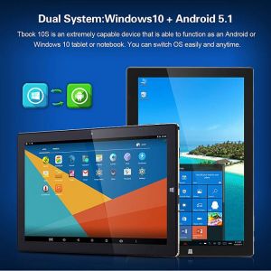 64-bit 10.1 Inch 4GB+64GB Windows 10+Android 5.1 Tablet PC Quad Core 1920*1200 IPS HDMI WiFi Intel Cherry Trail x5-Z8350 Tablets