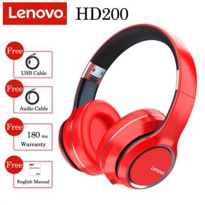 Lenovo HD200 Bluetooth Headphone Over-Ear Foldable Computer Wireless Earphone Noise Cancellation Mic HIFI Stereo Game Headset