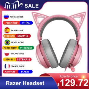 Razer Kraken Kitty Gaming Headset TNX 7.1 Surround Sound Headphone USB Interface Active Noise Reduction Microphone Headset Gamer