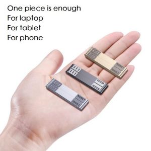 New 3in1 Mini Portable Metal Holder Tablet Phone Laptop Stand Folderable Variable Silver Grey For Ipad Mobile Cellphone Notebook