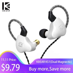 KBEAR KS1 Dual Magnectic Circuit Dynamic In Ear Monitor Earphone HIFI Wired Headphone Music Sport Earbuds KBEAR KB10 KS2 Headset