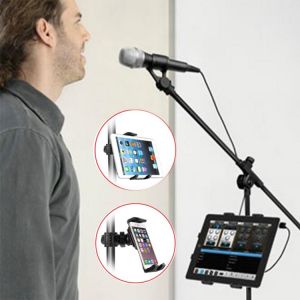 tablet holder and phone holder for Microphone stand ABC plastic mount for Apple Ipad for Iphone 4.5-10.5'' ereader car b