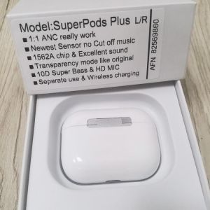 SuperPods Plus TWS 42DB ANC Wireless Earphone 1562A chip Bluetooth airpoddings Pro Earbuds Noise Cancel Transparency Super Bass