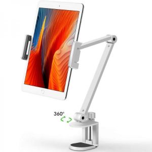 Tablet Stand Rotating Long Arm Mobile Phone Holder Height/Angle Adjustable Aluminium Alloy Tablet Mount for 4-13'' iPhon
