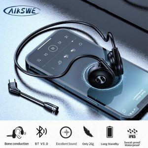 AIKSWE Bone Conduction Headphones Wireless Sports Earphones Dual Microphone Noise Cancellation For Cycling Bluetooth-Compatible