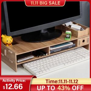 Desk-Holder Shelf Laptop-Stand Wood Desktop Monitor Stand Computer Screen Riser Shelf Plinth Strong Laptop Stand Desk Holder