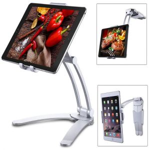 Universal Tablet Wall Mount Bracket for IPad Bed Support Folding Aluminum Kitchen Holder for 4-10.5 Inch Ipad Phone Tablet PC