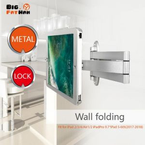 Stand for iPad Air 9.7  10.2 10.5 Secure Wall Mount Display folding retractable holder brace frame housing Anti-Theft lock metal