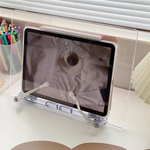 SKYSONIC Transparent Acrylic Reading Bookshelf Adjustable IPad Mini 11 12.9 Flat Bracket 180 Degree Tablet PC Holder Gift Set