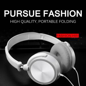 3.5mm Wired Headphones Round Interface Over Ear Foldable Headsets Bass HiFi Sound Music Stereo Earphone
