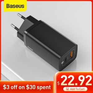 Baseus 65W GaN Charger PD USB C Charger Quick Charge 4.0 3.0 Dual USB Port Phone Charger ForiP ForXiaomi ForSamsung Laptop
