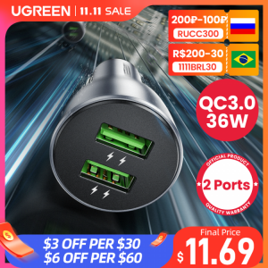 UGREEN Car Charger,Fast Charger for Redmi Note 10，USB Charger for Xiaomi iPhone，Quick 3.0 Charge for Samsung，QC3.0 Phone Cha