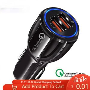 CMAOS Quick Charge 3.0 Dual USB Car Charger 5V3A Turbo Fast Car Charging Mobile Phone Charger For iPhone Xiaomi Car Adapter