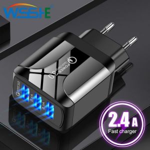 USB Mobile Phone Chargers Universal Adapter 5V Travel 3 USB Port Power Supply Charger PC UK/EU/US QC3.0 For iPhone Xiaomi Huawei