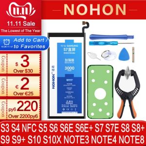NOHON Battery For Samsung Galaxy S7 S6 Edge S8 S9 Plus S10 S5 S4 S3 Note 8 4 3 NFC G920F G925F G930F G935F Replacement Bateria