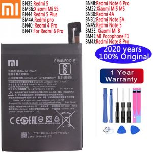Xiaomi 100% Original Battery for Xiaomi Redmi 4A Note 5 5A 5 5 Plus Note 6 Pro 4 Pro 6 Pro 8 Pro Mi 5S Mi 8 Pocophone F1 Battery