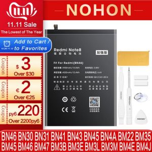 NOHON Battery For Xiaomi Redmi Note 8 8T 5A 7 3 Pro 2 4 4X 5 Mi 9 8 5X 5 4C Bateria BN46 BN30 BN31 BN41 BN43 BN45 BN4A BM22 BM35