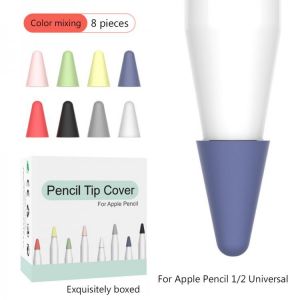 8pcs Silicone Pencil Tip Case Nib Protective Cover Touchscreen Stylus Pen Replacement Tip Case Skin for Apple Pencil 1st 2nd