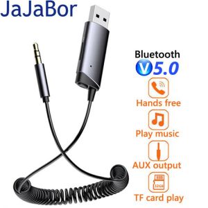 JaJaBor USB Bluetooth 5.0 Receiver TF Card Music Stereo Player Handsfree Car Kit 3.5mm Jack Aux Adapter Wireless Audio Adapter