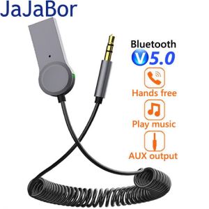 JaJaBor 3.5mm Jack Aux Adapter Wireless Car Bluetooth-compatible 5.0 Receiver USB Audio Music Handsfree Receiver for Car Speaker