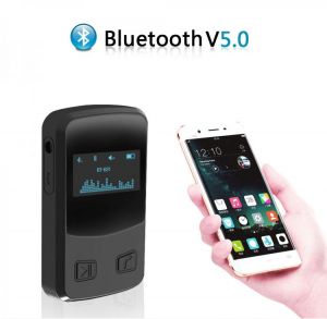 Car Bluetooth 5.0 Adapter Jack Adapter Receiver with LED Display Screen CVC8.0 Noise Cancellation Hands-Free Calling 12 Hours