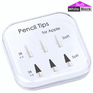 Peilinc Pencil Tips for Apple Pencil 1st / 2nd Logitech Crayon, 2B Soft Double-Layered iPad Pencil Tip, White & Black Stylus N