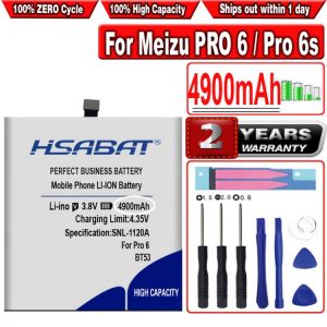 HSABAT BT53 BT53S 4900mAh High Capacity Battery for Meizu PRO 6 / Pro 6s / PRO6s Batteries Free tools Stand Holder Stickers