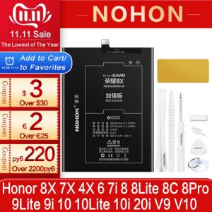 NOHON HB386589ECW Battery For Huawei Honor 8X 8C 7X 4X 6 8 Pro 9 10 Lite V10 V9 P9 Mate 9 Pro Original Replacement Bateria Best
