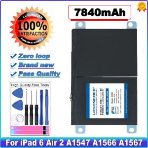 LOSONCOER A1547 7840mAh Battery For Apple iPad 6 Air 2 A1566 A1567 High Capacity Lithium Polymer Bateria Battery 020-8562