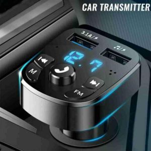 Bluetooth-compatible Version 5.0 FM Transmitter Car Voltmeter IN/OUT Car Quick QC3.0 Charger Kit Dual Card USB Player With