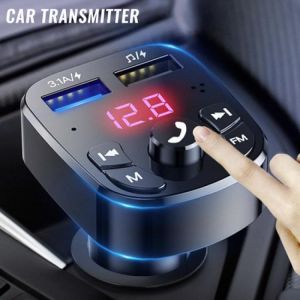 Bluetooth-compatible Version 5.0 FM Transmitter Car Player Kit Card Car Charger Quick With QC3.0 Dual USB Voltmeter & AUX IN/O