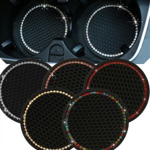 Rhinestone Car Water Cup Bottle Holder Anti-slip Mat Pad Silica Gel Non-slip Car Mat for Mini Cooper for Alfa Romeo Car Interior