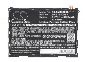 Cameron Sino 6000mAh Battery EB-BT550ABA for Samsung SM-P350, SM-P351, SM-P550, SM-P555, SM-P555Y, SM-T550, SM-T555, SM-T555C