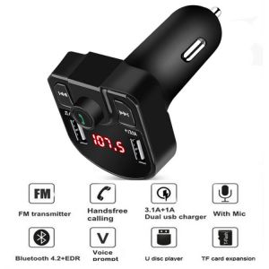 USB AUX Wireless Bluetooth Car Kit Handsfree 3.1A Dual USB Phone Charger Car Cigarette Plug TF Card 3.5mm Audio FM Transmitter