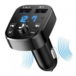 NEW Bluetooth-compatible Version 5.0 FM Transmitter Car Player Kit Card Car Charger With QC3.0 Dual USB Voltmeter