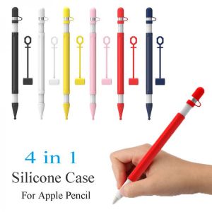 4 in 1 Silicone Case For Apple Pencil Case For iPad Tablet Touch Pen Stylus Protective Sleeve Nib Cover with Anti-Lost Strap