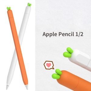Cute Carrot Protective Pouch Cap Holder Silicone Nib Shell Cover Protective Case With 5Pcs Nib Caps For Apple Pencil 1/2 Skin