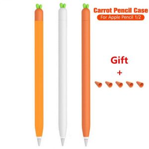 Cute Carrot Protective Pouch Cap Holder Silicone Nib Shell Cover Protective Case With 5Pcs Nib Caps For Apple Pencil 1/2