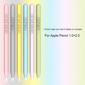 DIY Letter Number Silicone Cover For Apple Pencil 1 2 Anti-scratch iPad Touch Screen Pen Case for Pencil Protective Pouch