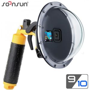 SOONSUN 45M Dome Port for GoPro Hero 9 10 Black Waterproof Diving Housing Case w/ Trigger Float Grip for Go Pro 9 10 Accessories