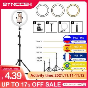 Dimmable Ring Light Selfie LED Round Lamps USB With Phone Holder 1.6M Tripod Stand For Tiktok Video Light Makeup Photography Set