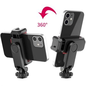 Phone Tripod Mount Holder 360° Rotatable Smartphone Vlog Vertical Shooting  Clamp Adapter With Cold Shoe For Mic Fill Light