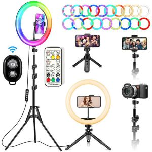 Selfie soft Ring Light RGB With Tripod Stand Fill LED RingLight Phone Photography Rim Light Live Video Shoot Makeup Circle Lamp
