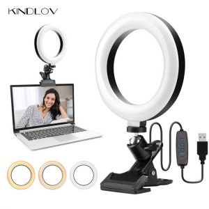 KINDLOV 6/8/10 Inch Protable Selfie Ring Light With Clip On Laptop Computer For Youtube Live Streaming LED Photography Lighting