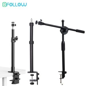 BFOLLOW Desk Clamp Mount Stand for Ring Light DSLR Camera Mobile Phone Tablet Bracket Overhead Shooting Youtuber Video Studio