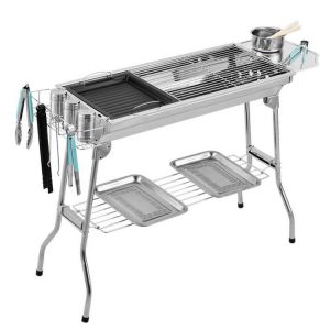 Outdoor Stainless Folding BBQ Grills Picnic Barbecue Rack Grill Charcoal Stove Picnic Accessories 3-6 Person Camping Grills