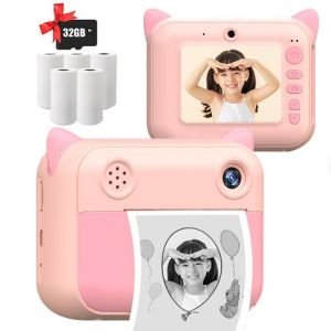 Children's Camera Instant Print Camera For Kids Camera 1080P HD Digital Camera with Photo Paper Toy Camera For Birthday Gift