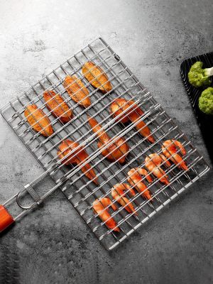 Grilled fish clip stainless steel grilled fish rack grilled fish net clip grilled net splint circular grilling appliance