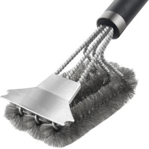 Kitchen Accessories BBQ Grill Barbecue Kit Cleaning Brush Stainless Steel Cooking Tools Wire Bristles Triangle Cleaning Brushes